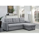 Avery Light Gray Linen Sleeper Sectional Sofa with Reversible Storage Chaise