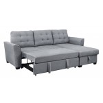 Avery Light Gray Linen Sleeper Sectional Sofa with Reversible Storage Chaise