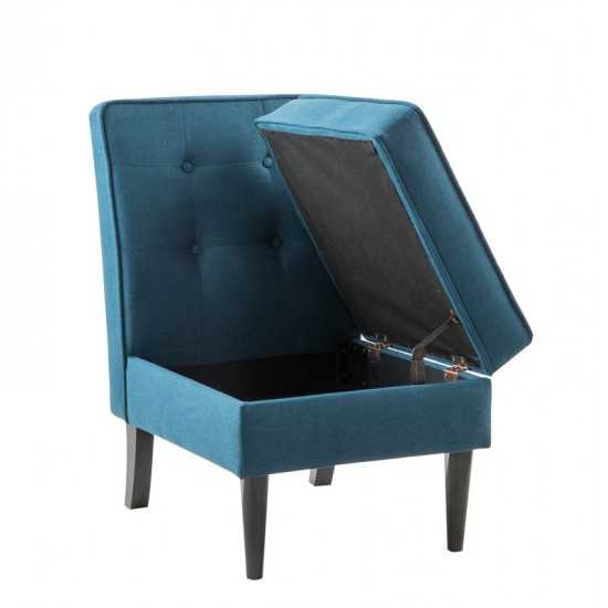 Oliver Blue Fabric Storage Accent Chair