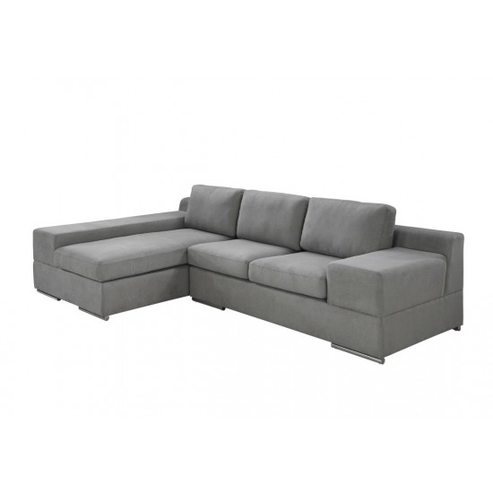 Romeo Light Gray Woven Fabric Sectional Sofa with Left Hand Facing Chaise