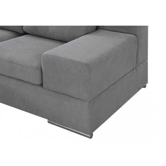 Romeo Light Gray Woven Fabric Sectional Sofa with Left Hand Facing Chaise