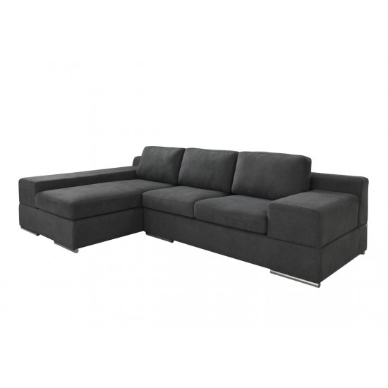 Romeo Dark Gray Woven Fabric Sectional Sofa with Left Hand Facing Chaise