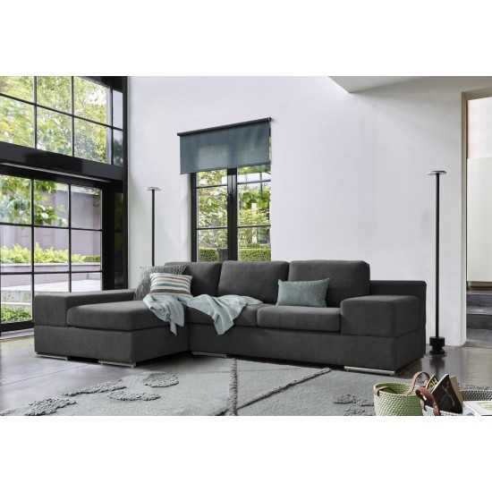 Romeo Dark Gray Woven Fabric Sectional Sofa with Left Hand Facing Chaise