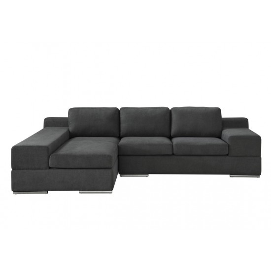 Romeo Dark Gray Woven Fabric Sectional Sofa with Left Hand Facing Chaise