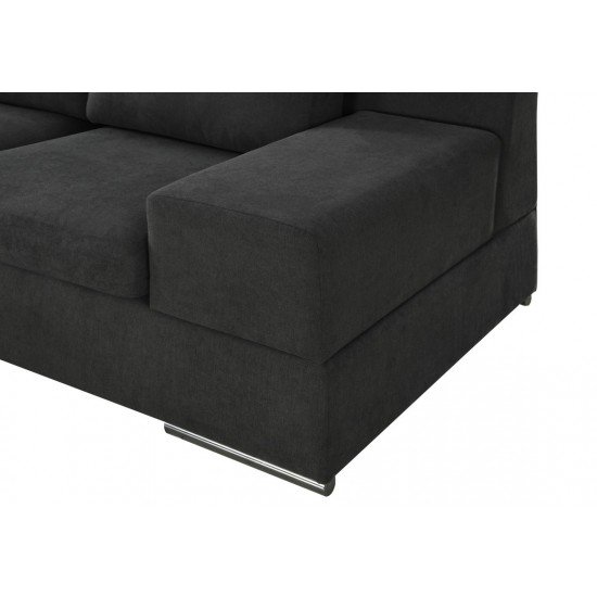 Romeo Dark Gray Woven Fabric Sectional Sofa with Left Hand Facing Chaise