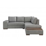 Bianca Light Gray Woven Fabric Sectional Sofa with Console Table and Right Hand Facing Chaise