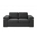 Gianna Black Linen Fabric Sofa and Loveseat Living Room Set
