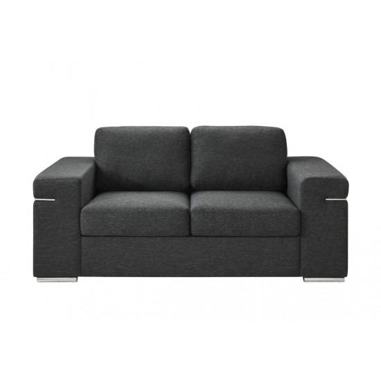 Gianna Black Linen Fabric Sofa and Loveseat Living Room Set