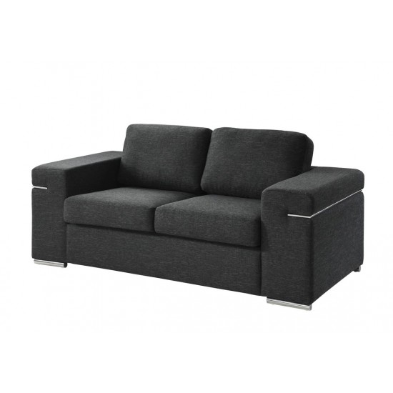 Gianna Black Linen Fabric Loveseat