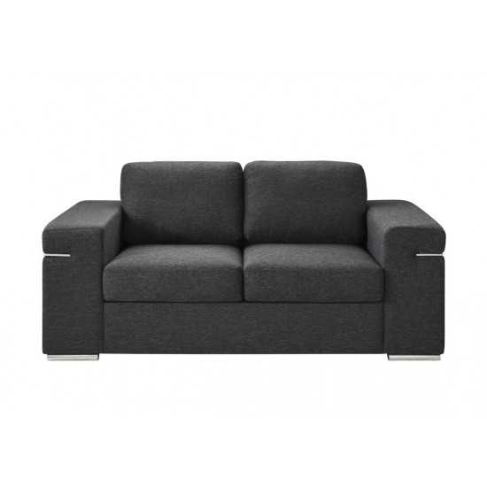 Gianna Black Linen Fabric Loveseat