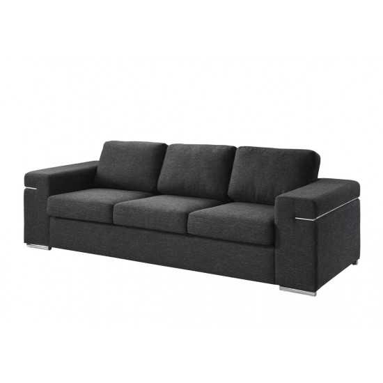 Gianna Black Linen Fabric Sofa