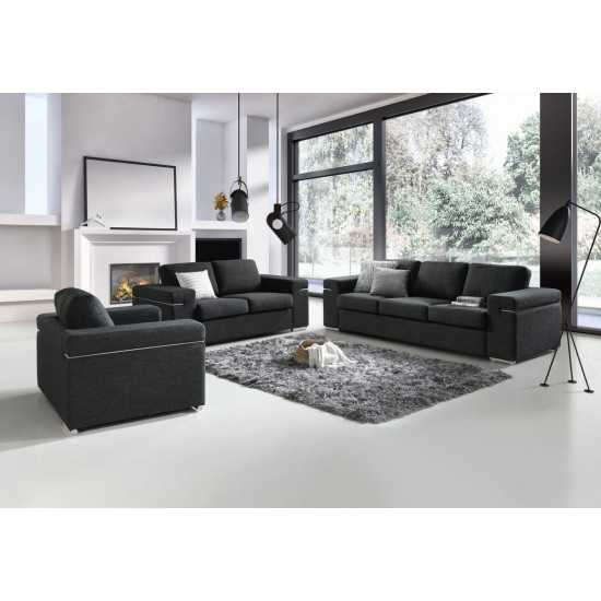 Gianna Black Linen Fabric Sofa