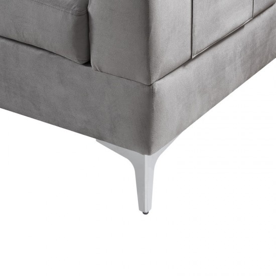 Chloe Gray Velvet Sectional Sofa Chaise with USB Charging Port