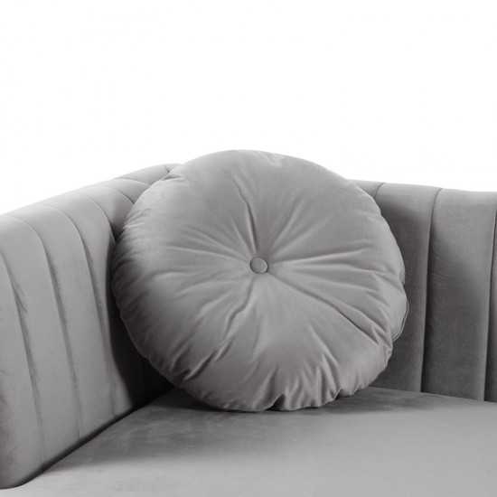 Chloe Gray Velvet Sectional Sofa Chaise with USB Charging Port