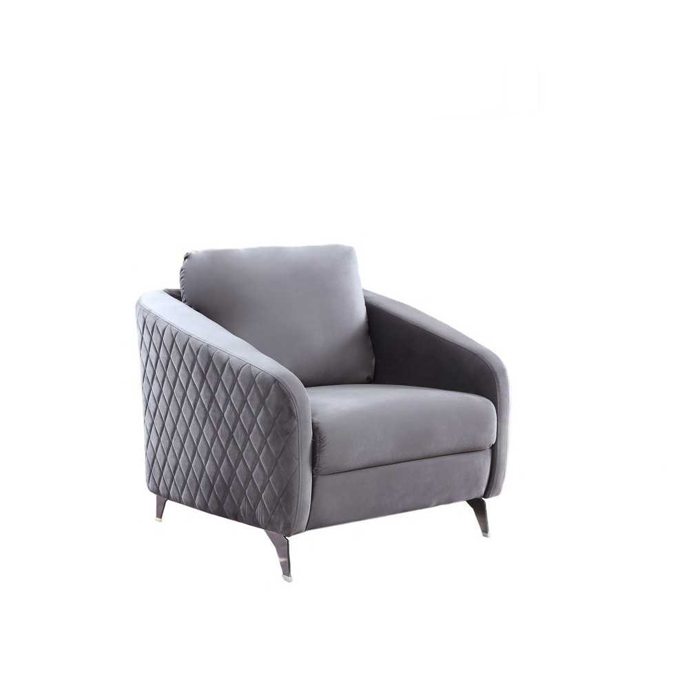 Sofia Gray Velvet Modern Chic Accent Armchair