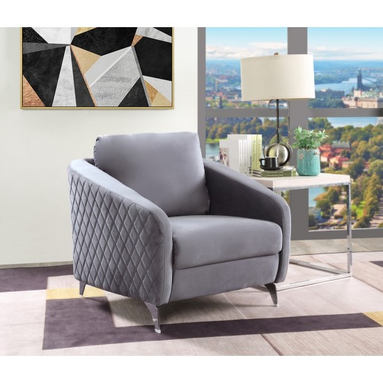 Sofia Gray Velvet Modern Chic Accent Armchair