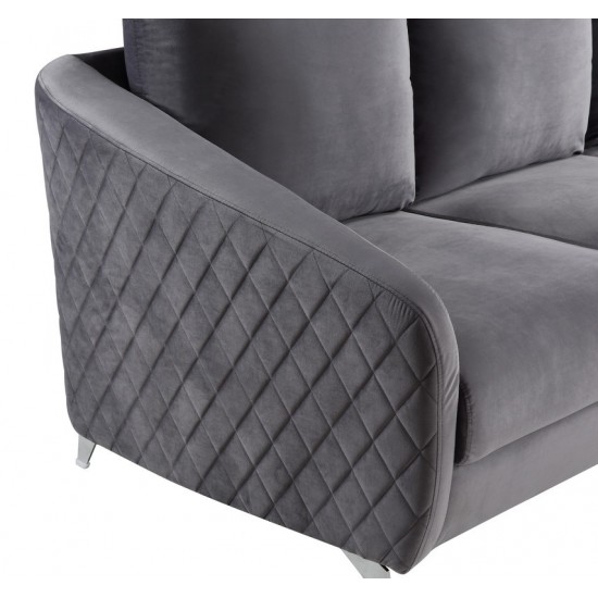 Sofia Gray Velvet Modern Chic Accent Armchair