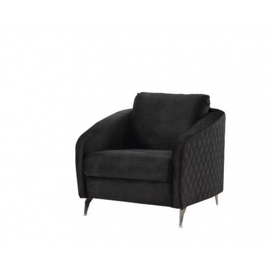 Sofia Black Velvet Modern Chic Accent Armchair