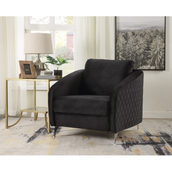 Sofia Black Velvet Modern Chic Accent Armchair