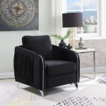 Hathaway Black Velvet Modern Chic Accent Armchair