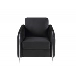 Hathaway Black Velvet Modern Chic Accent Armchair