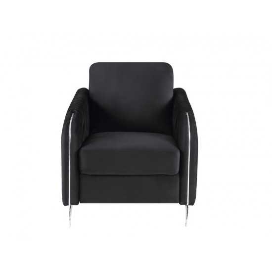 Hathaway Black Velvet Modern Chic Accent Armchair