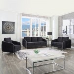 Hathaway Black Velvet Modern Chic Accent Armchair