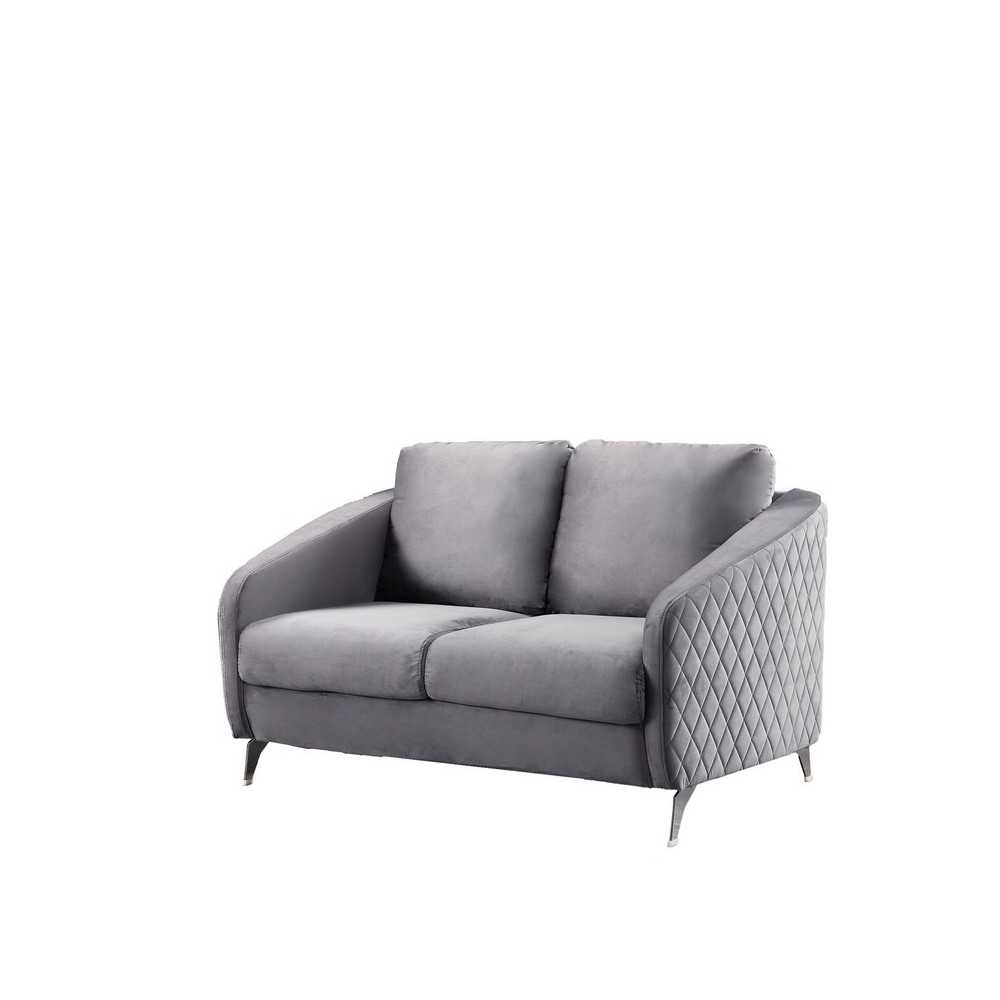 Sofia Gray Velvet Modern Chic Loveseat Couch