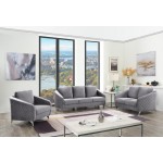 Sofia Gray Velvet Modern Chic Loveseat Couch