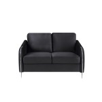 Hathaway Black Velvet Modern Chic Loveseat Couch