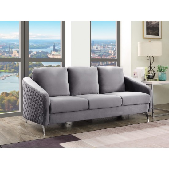 Sofia Gray Velvet Modern Chic Sofa Couch