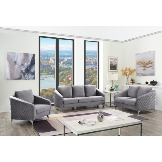 Sofia Gray Velvet Modern Chic Sofa Couch