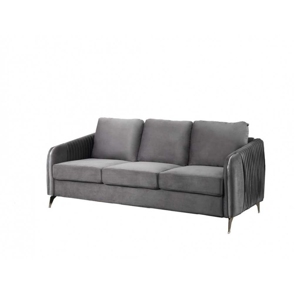 Hathaway Gray Velvet Modern Chic Sofa Couch