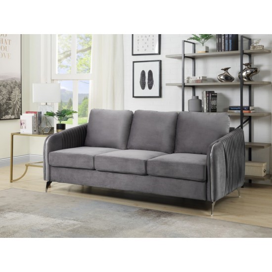 Hathaway Gray Velvet Modern Chic Sofa Couch