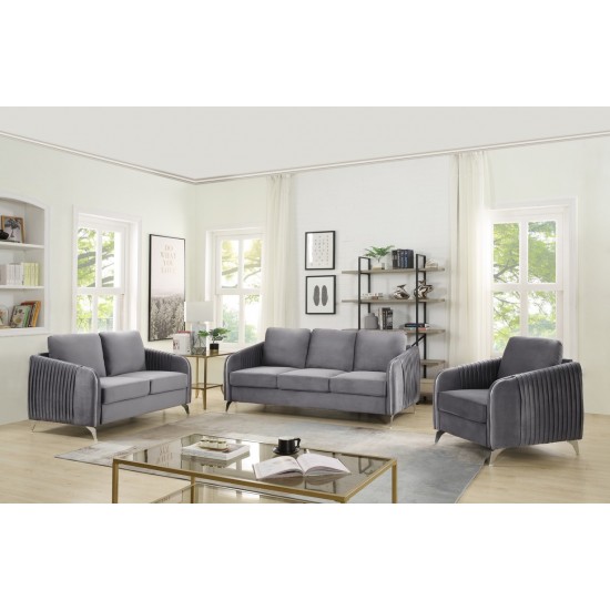 Hathaway Gray Velvet Modern Chic Sofa Couch