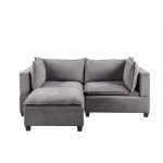 Madison Light Gray Fabric Sectional Loveseat Ottoman