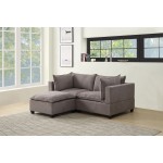 Madison Light Gray Fabric Sectional Loveseat Ottoman