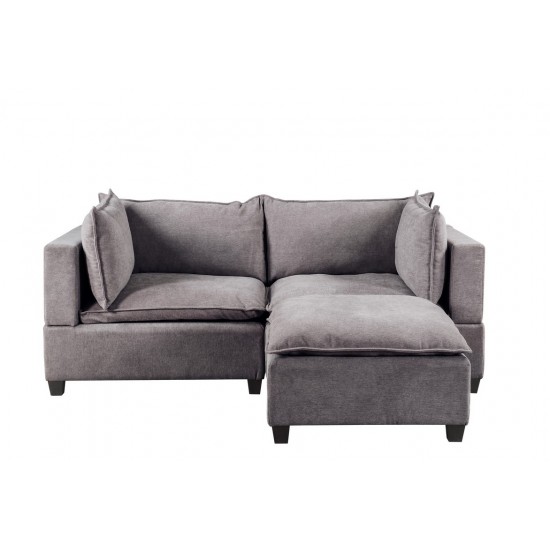 Madison Light Gray Fabric Sectional Loveseat Ottoman