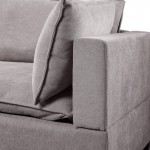 Madison Light Gray Fabric Sectional Loveseat Ottoman with USB Storage Console Table