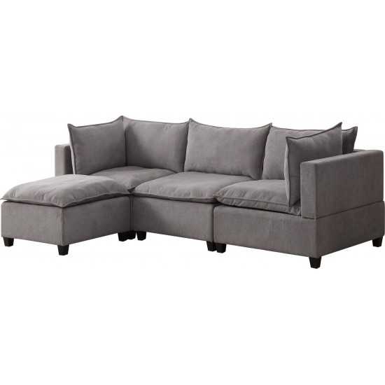 Madison Light Gray Fabric Reversible Sectional Sofa Ottoman