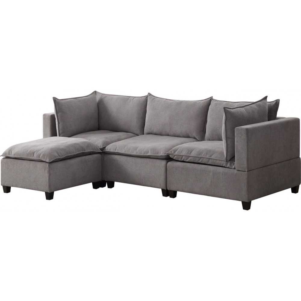 Madison Light Gray Fabric Reversible Sectional Sofa Ottoman Madison Light Gray Fabric Reversible Sectional Sofa Ottoman
