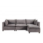 Madison Light Gray Fabric Reversible Sectional Sofa Ottoman