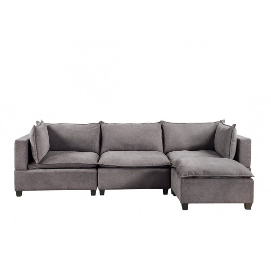 Madison Light Gray Fabric Reversible Sectional Sofa Ottoman