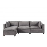 Madison Light Gray Fabric Reversible Sectional Sofa Ottoman