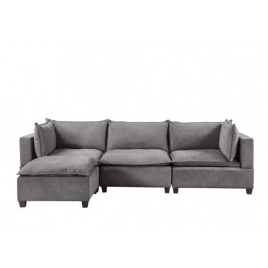 Madison Light Gray Fabric Reversible Sectional Sofa Ottoman
