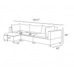 Madison Light Gray Fabric Reversible Sectional Sofa Ottoman