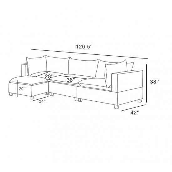 Madison Light Gray Fabric Reversible Sectional Sofa Ottoman