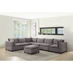 Madison Light Gray Fabric 7 Piece Modular Sectional Sofa with Ottoman