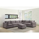 Madison Light Gray Fabric 7 Piece Modular Sectional Sofa with Ottoman