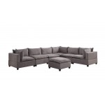 Madison Light Gray Fabric 7 Piece Modular Sectional Sofa with Ottoman